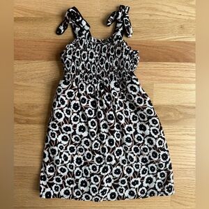 Diane Von Furstenberg Kids Floral Dress in Black and White
